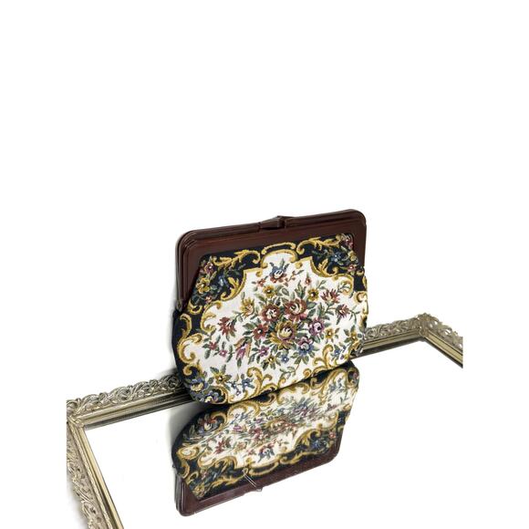1980s Petit Point Berta Floral Style Tapestry Clutch - Picture 1 of 10